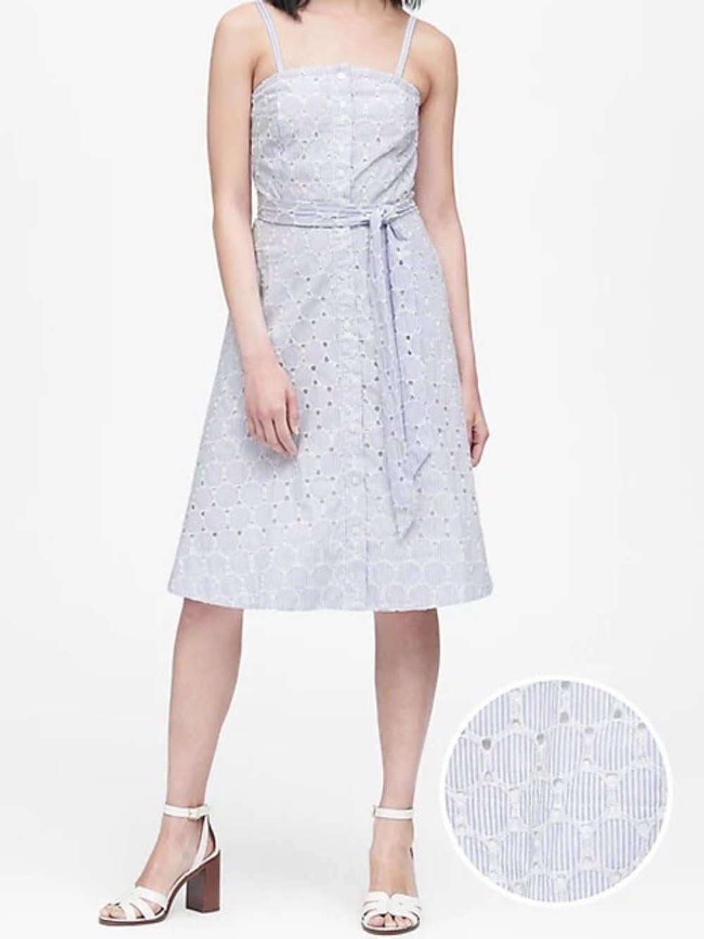 Banana Republic Light Blue and White Striped Midi Dress